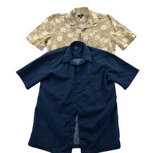 George Mens Shirt Medium Lot Of Two Short Sleeve Printed Button Up Casual Geo